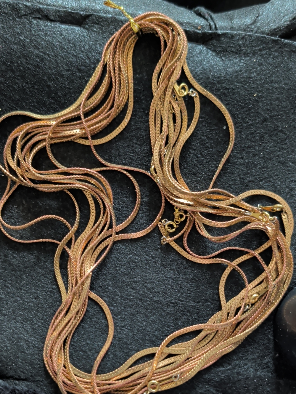 10 Multi-Strand Rose Gold Tone Chain Necklaces